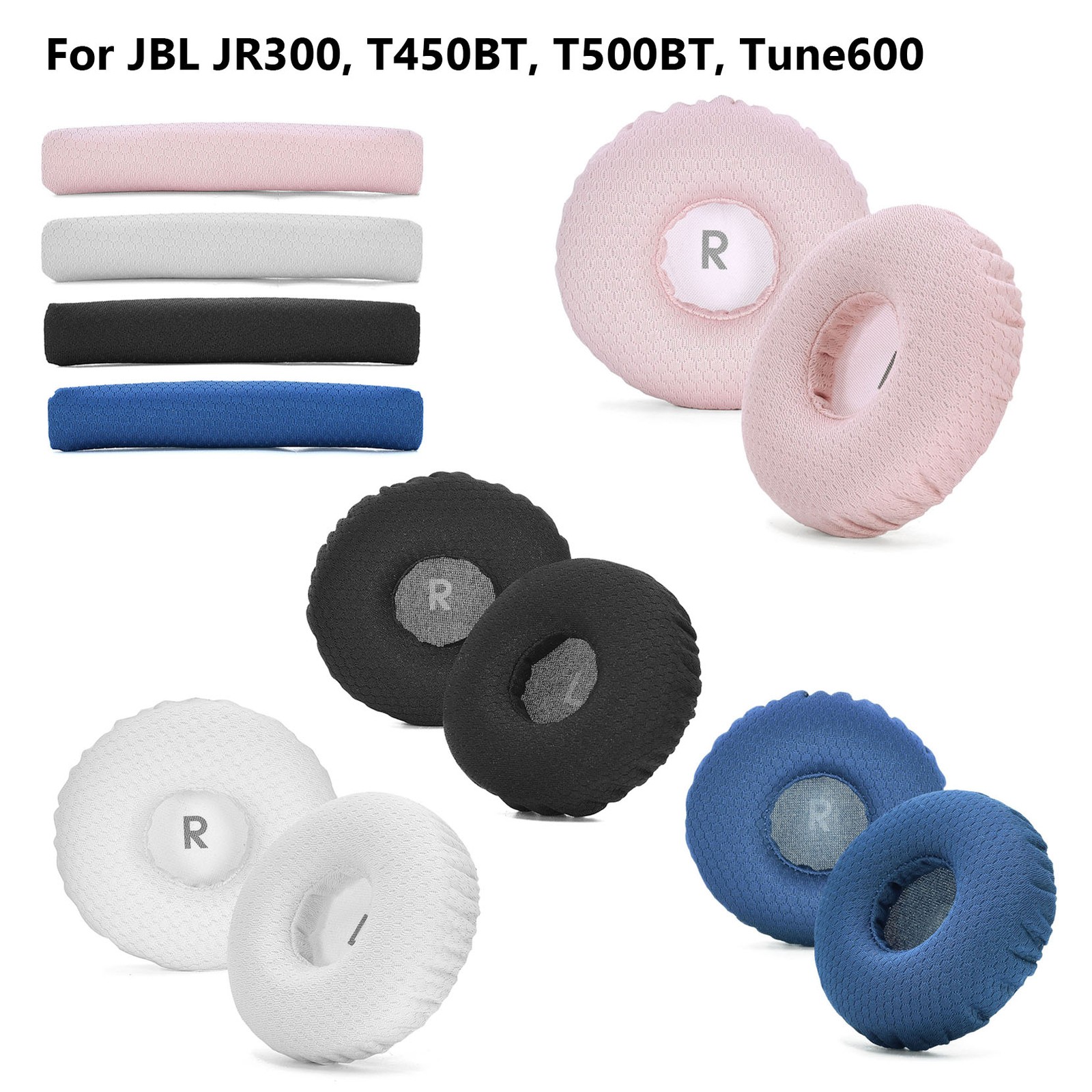 1 Pair Earpads Cushion /Headband for JBL JR300 T450BT T500BT Tune600 Headphone