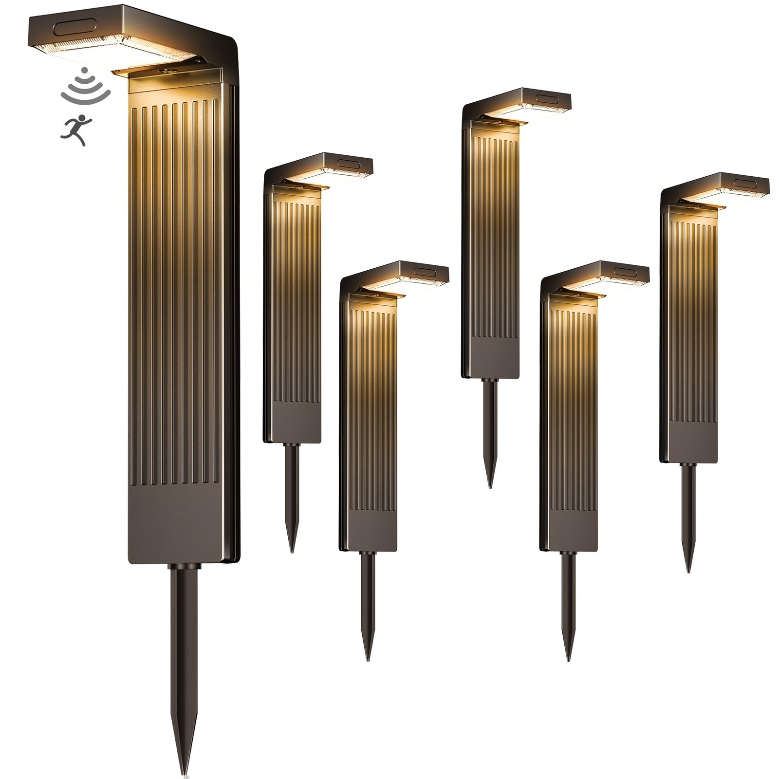 Solar Pathway Lights Outdoor 6Pack, 2 Color in 1 Motion Sensor Walkway Lights...