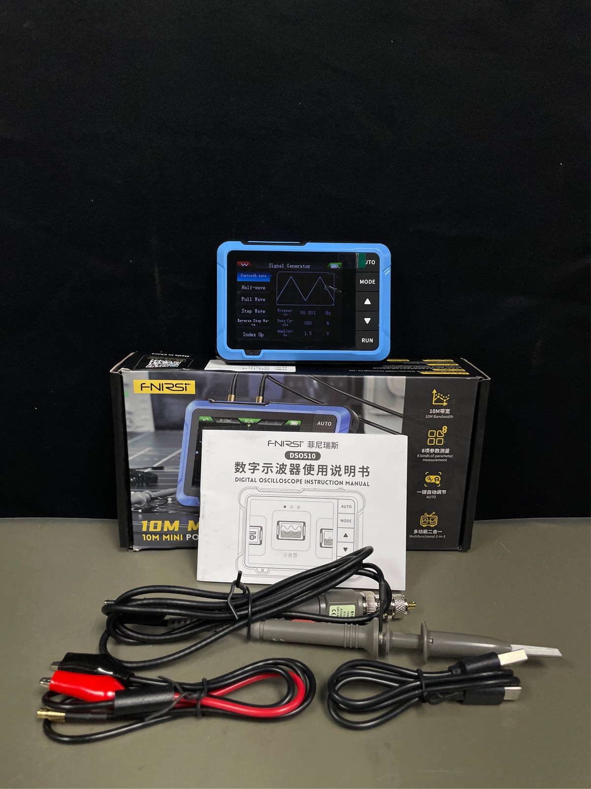 FNIRSI DSO-510 2-in-1 10MHz Handheld Oscilloscope DDS Signal Generator | 48MS/s