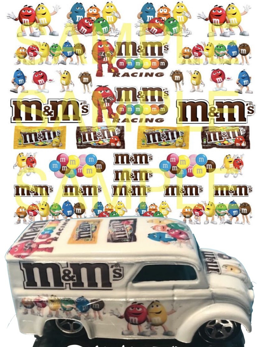 1:64 Candy WATER-SLIDE DECALS FOR HOT WHEELS, MATCHBOX, SLOT CAR: