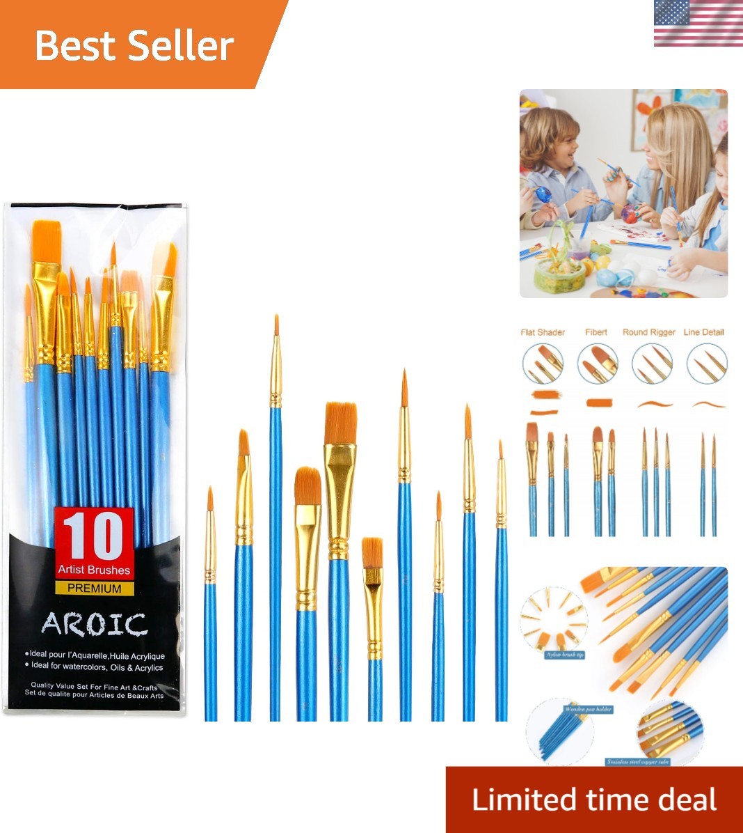 All-Purpose 10-Piece Multi-Functional Paint Brush Set - Easy to Clean & Maintain