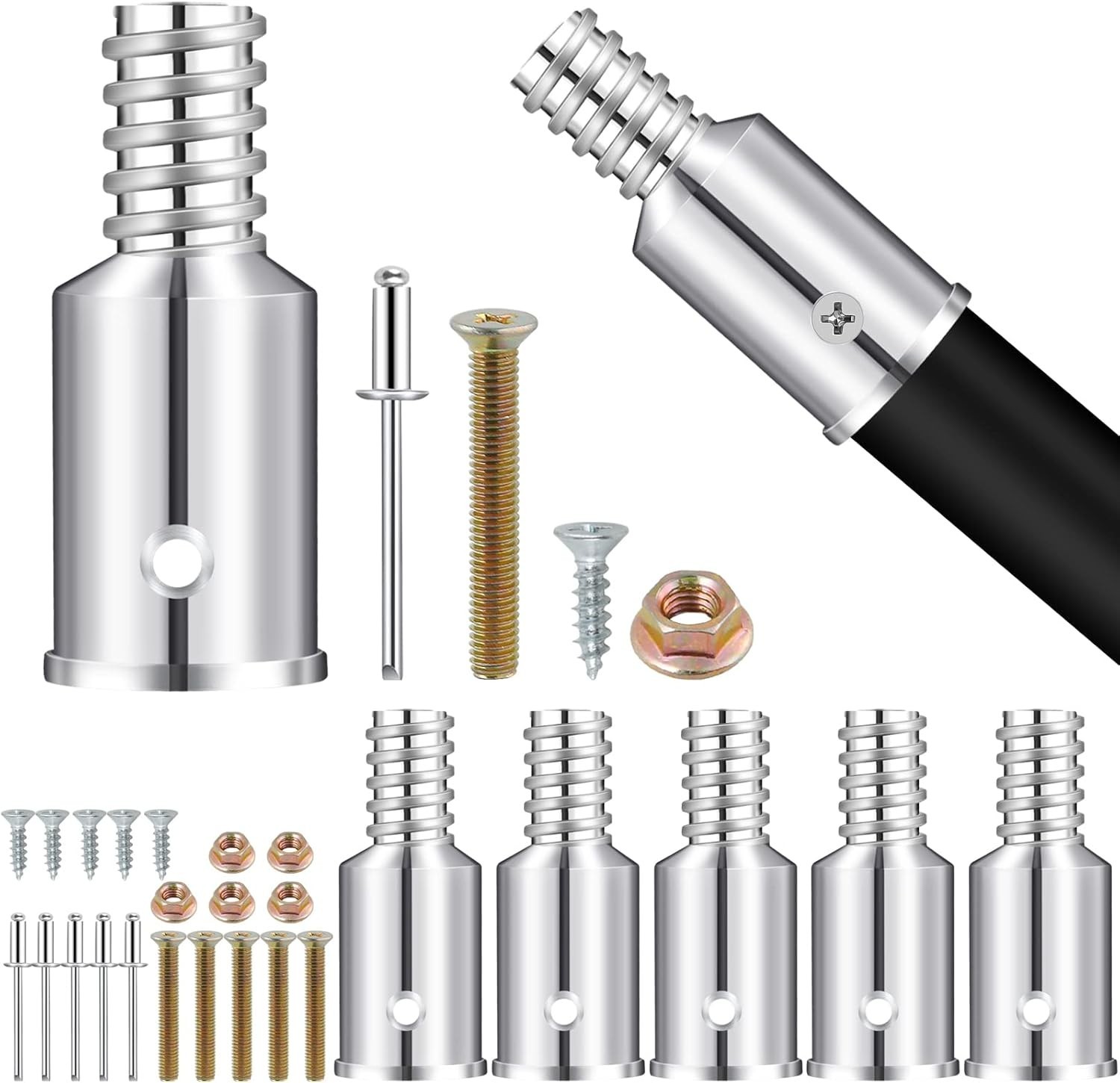 Elesunory 6Pcs Threaded Tip Replacement, Broom Handle Threaded End, Ultra Thr...