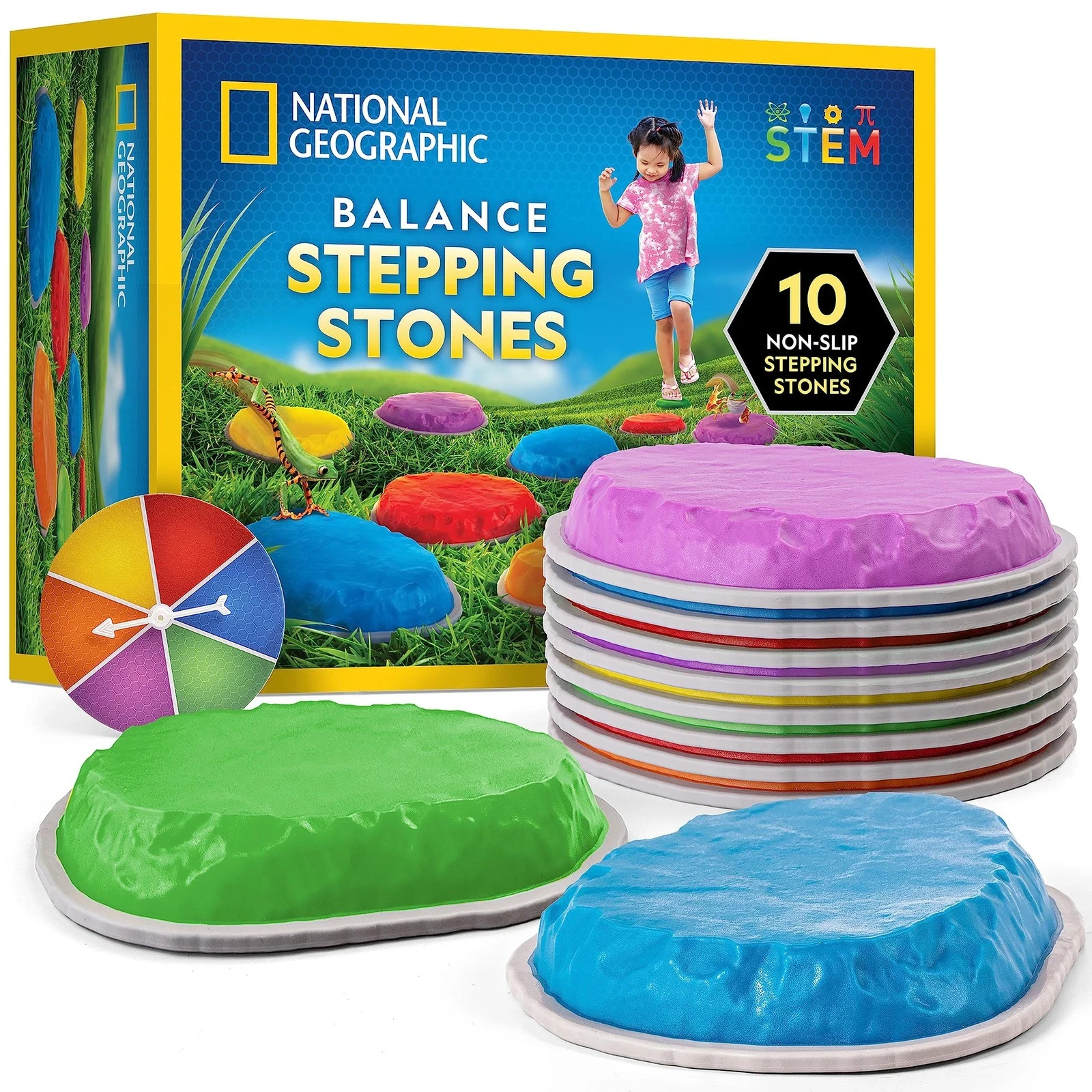 NATIONAL GEOGRAPHIC Stepping Stones for – Durable Non-Slip Stones Encourage B...