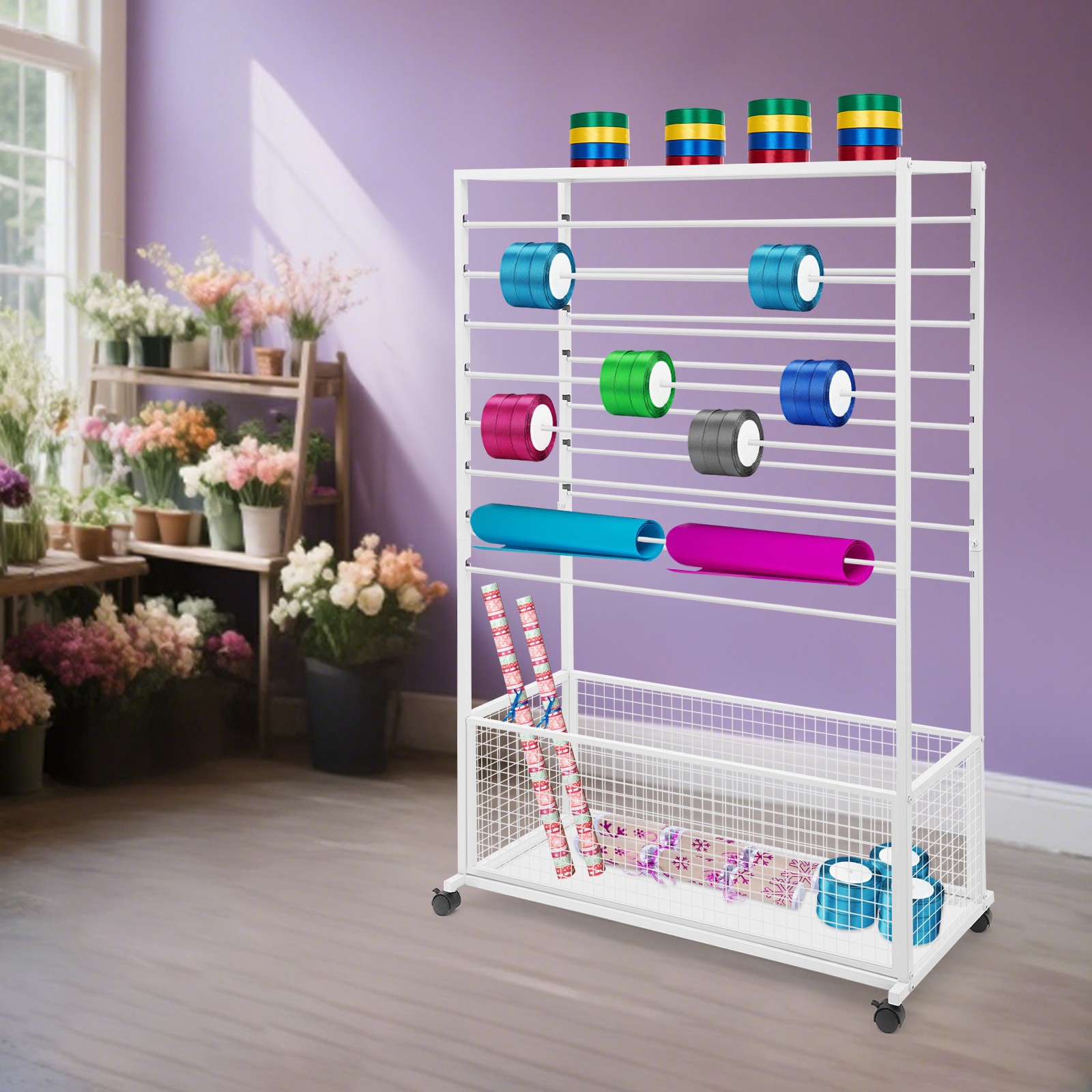 16 Tier Ribbon Rack Ribbon Holder Storage Shelf For Ribbon Wrapping Paper