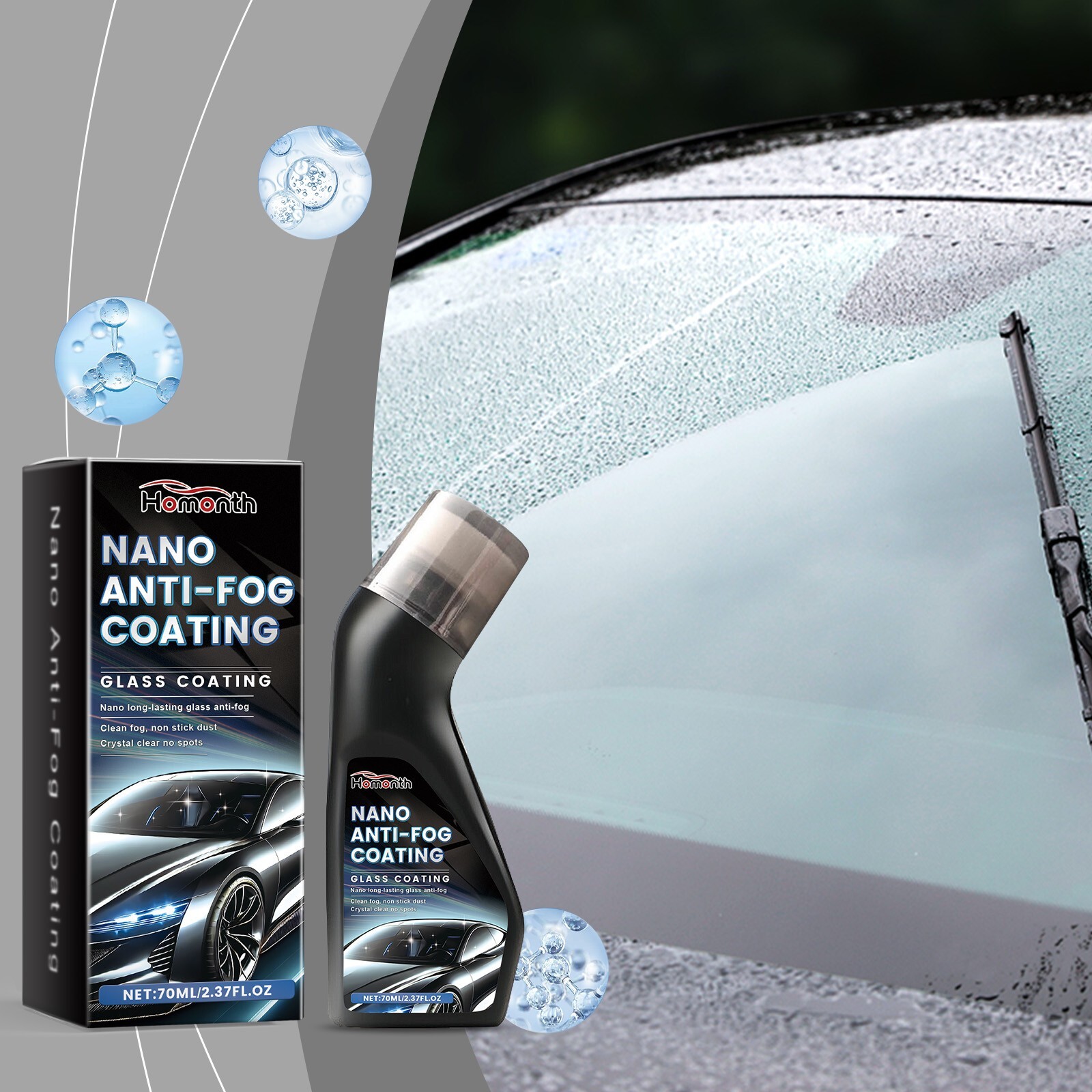 Automotive windshield coating agent for removing stains from the windshield