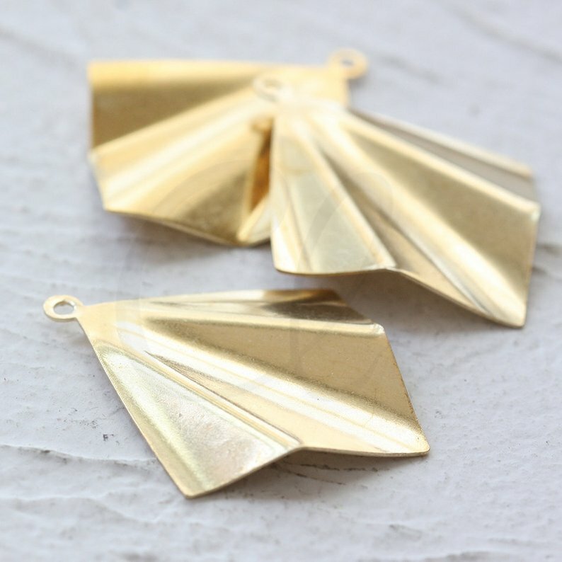10 Pieces Raw Brass Waved Charm - 32x26.7mm (CW-3919C-D-492)