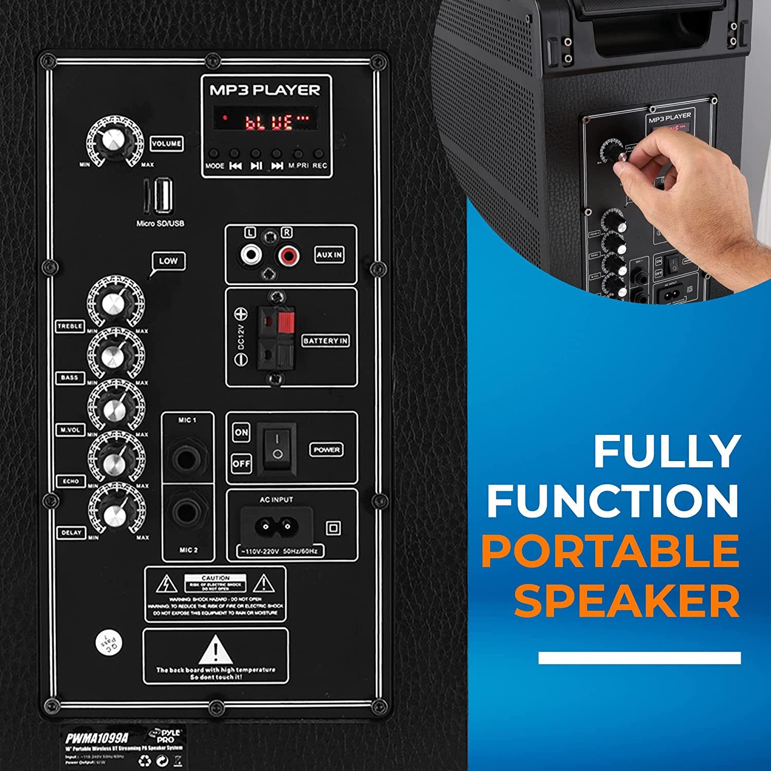 PylePro 10'' Portable Wireless Bluetooth Speaker System