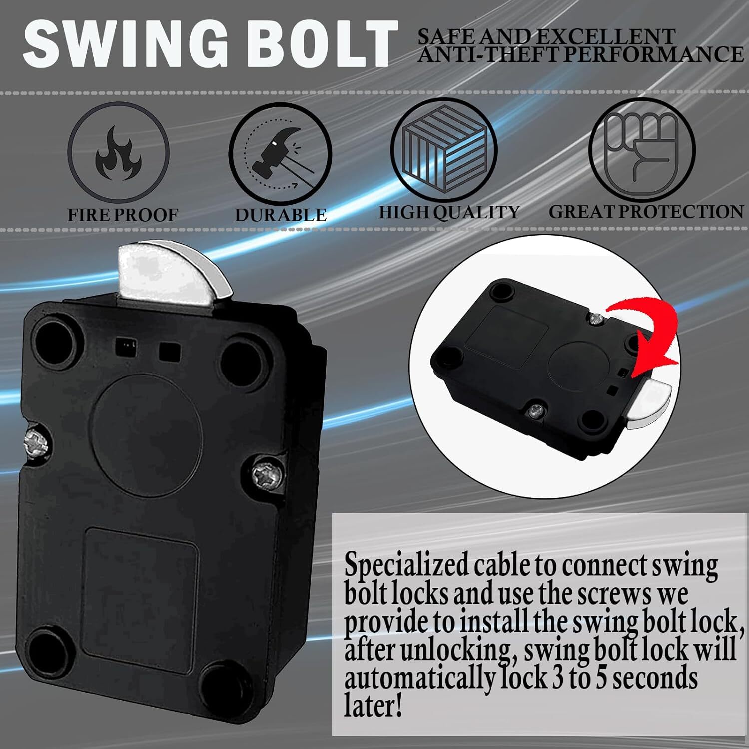 Electronic Safe Lock Gun Safe Lock Replacement & Swing Bolt Lock Chrome Keypad