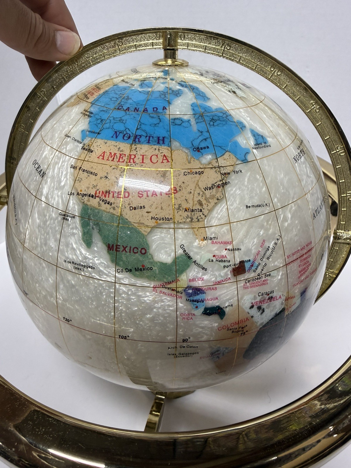 World Globe- Decorative Desktop Globe Gold Frame with Compass