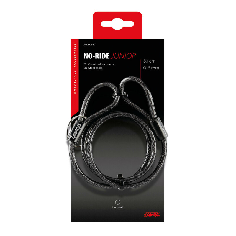 Safety cable helmet motorcycle bike 80 cm steel anti-theft Ø6 mm without lock