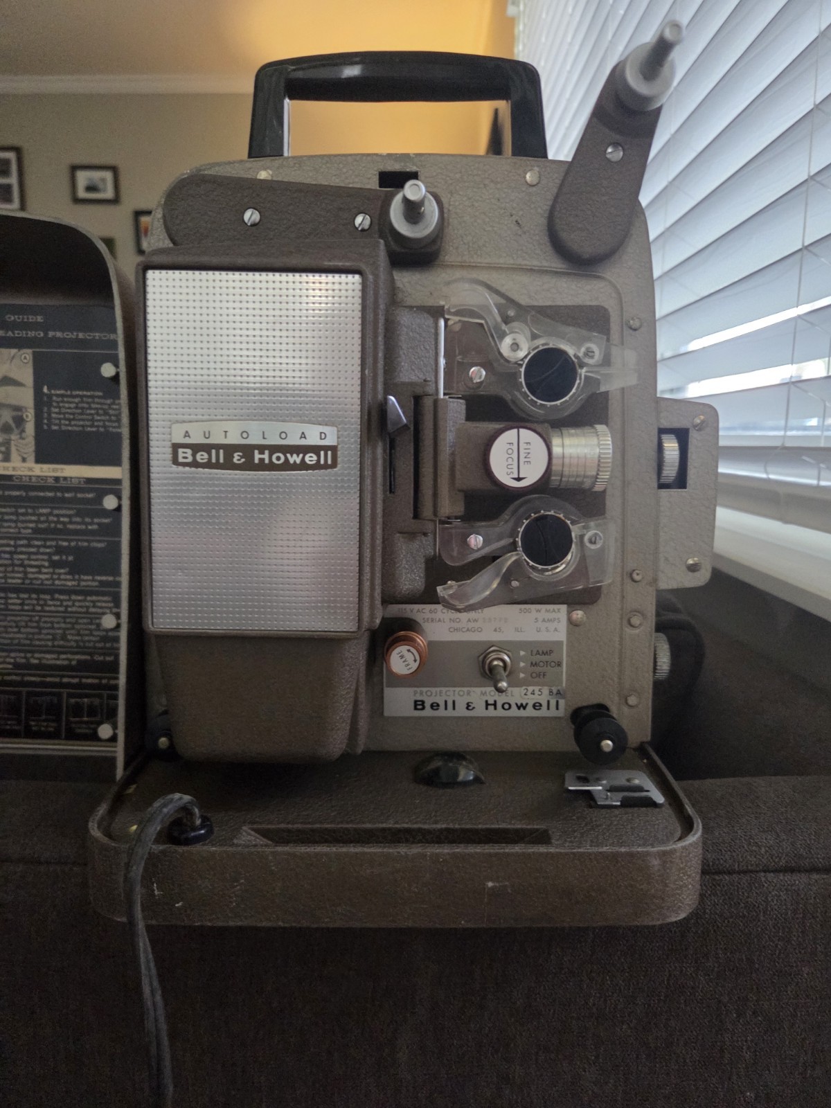 Bell & Howell 245 BA Autoload 8mm Movie Projector with Operating Guide