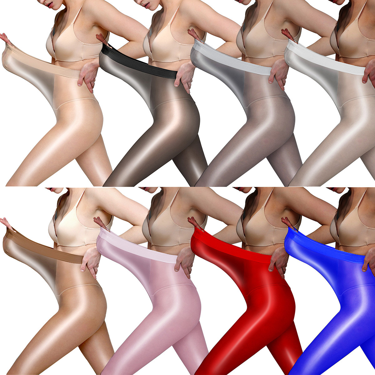 Womens Super Elastic Pantyhose High Glossy Sheer Shiny Stockings Tights Clubwear
