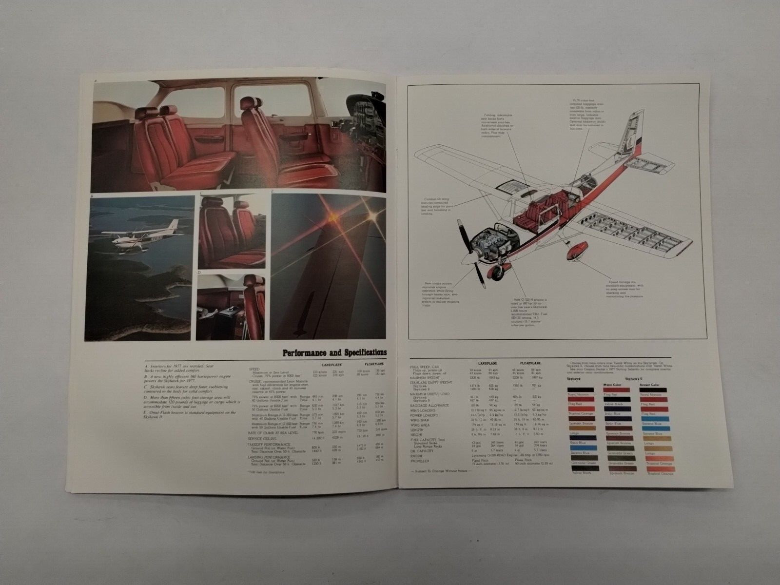 2-Cessna 1977 Commuter, Skyhawk/100, Hawk XP & Cardinal Brochures-Original