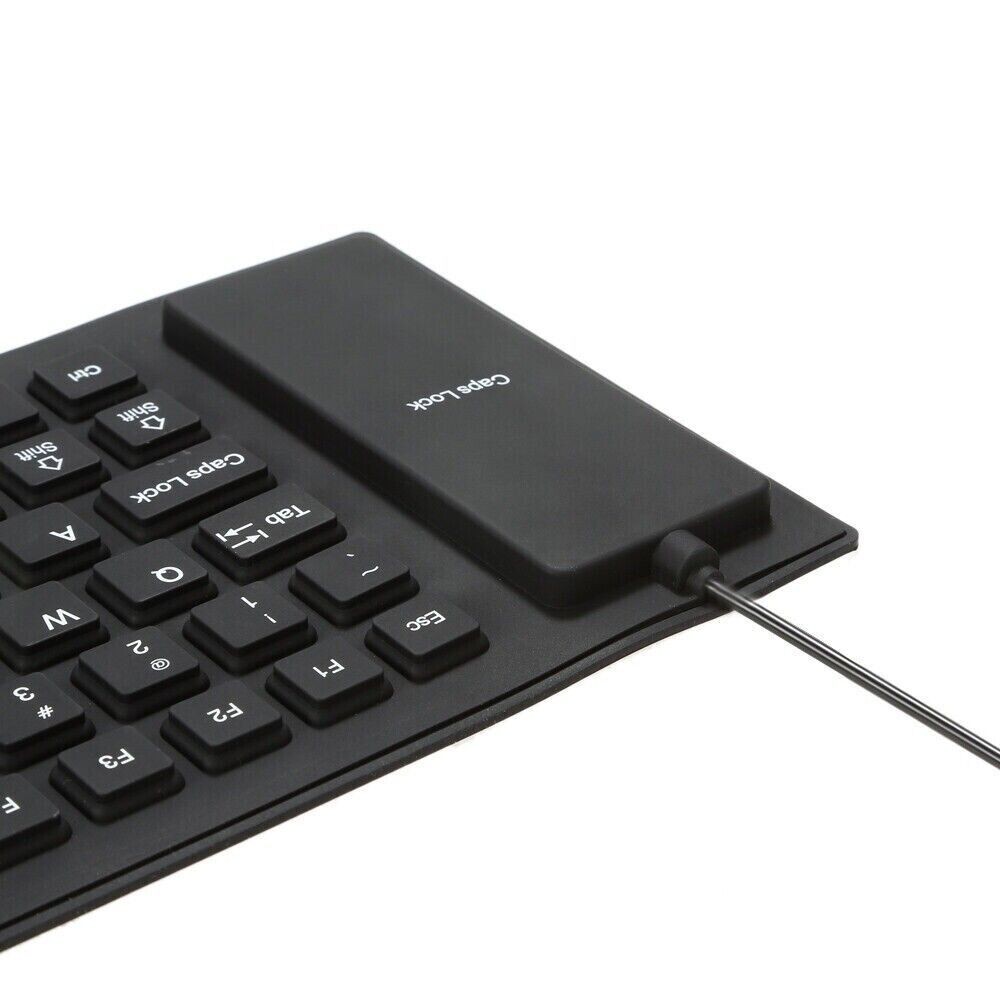 Foldable Silicone Keyboard Waterproof USB Flexible Roll Up Dustproof Full Size