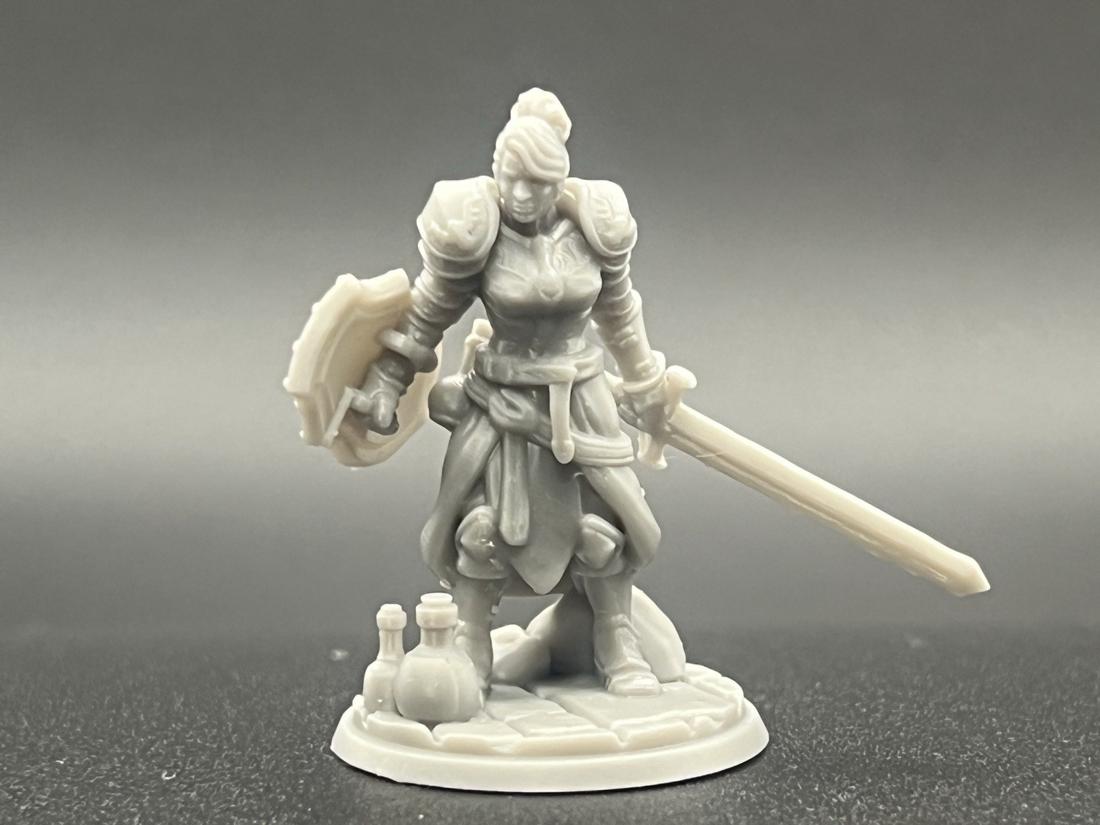 Unpainted Human Female Paladin 40mm 3D Printed Resin DnD Fantasy Figurine