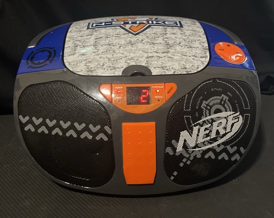 Nerf CD Boombox AM/FM Player 56356 N-Strike Super Rare Collectible Tested Works