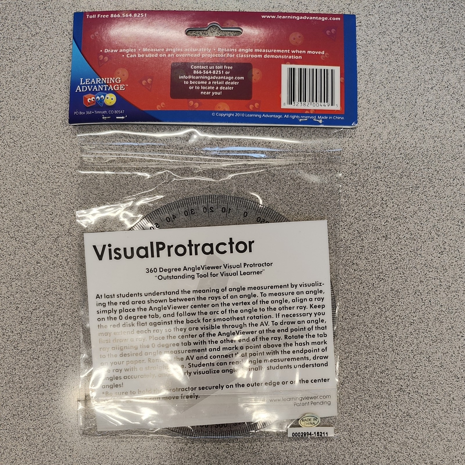 Learning Advantage 7649 360 Degree Angle Viewer Protractor