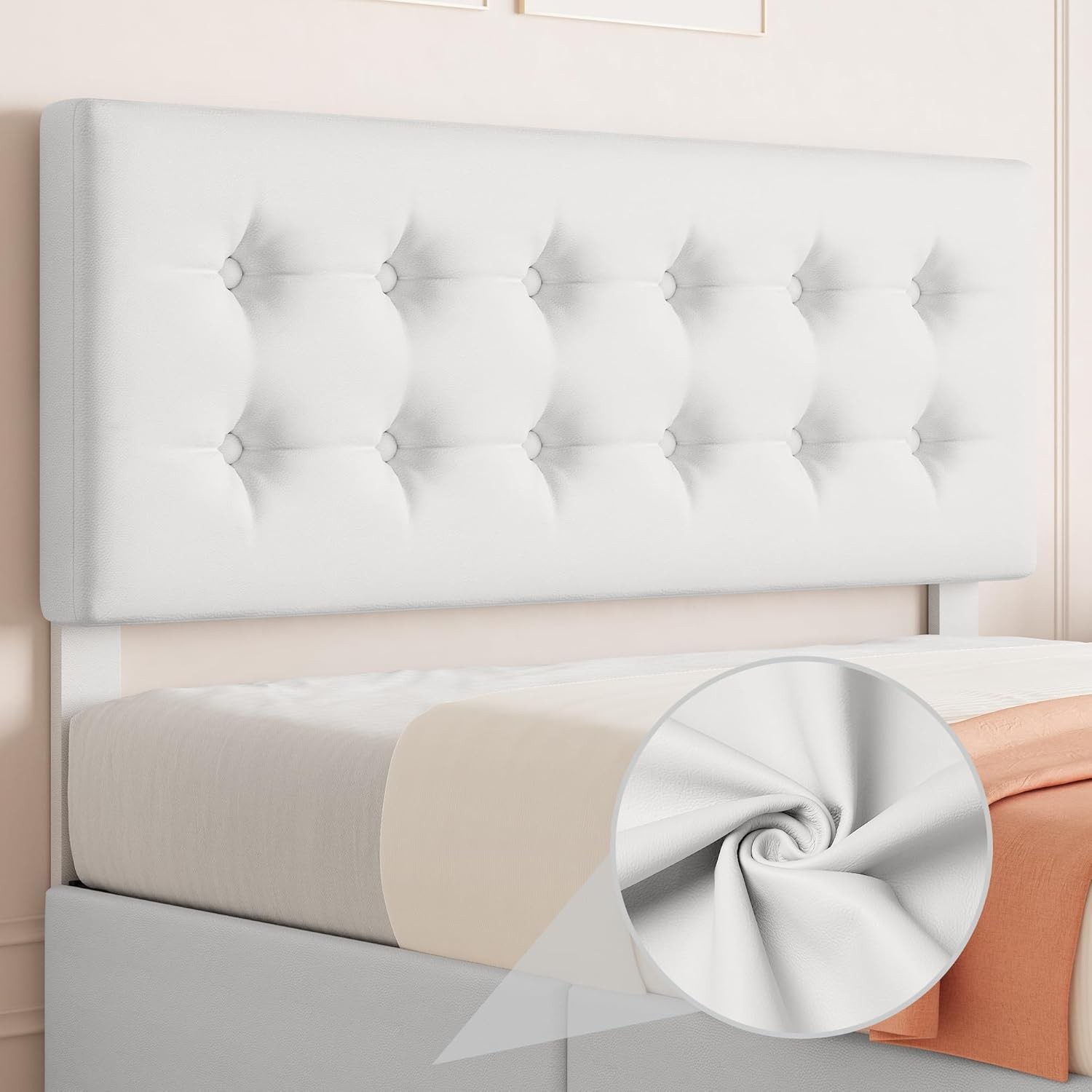 Full Size Bed Frame with 4 Storage Drawers and Adjustable Upholstered Headboard