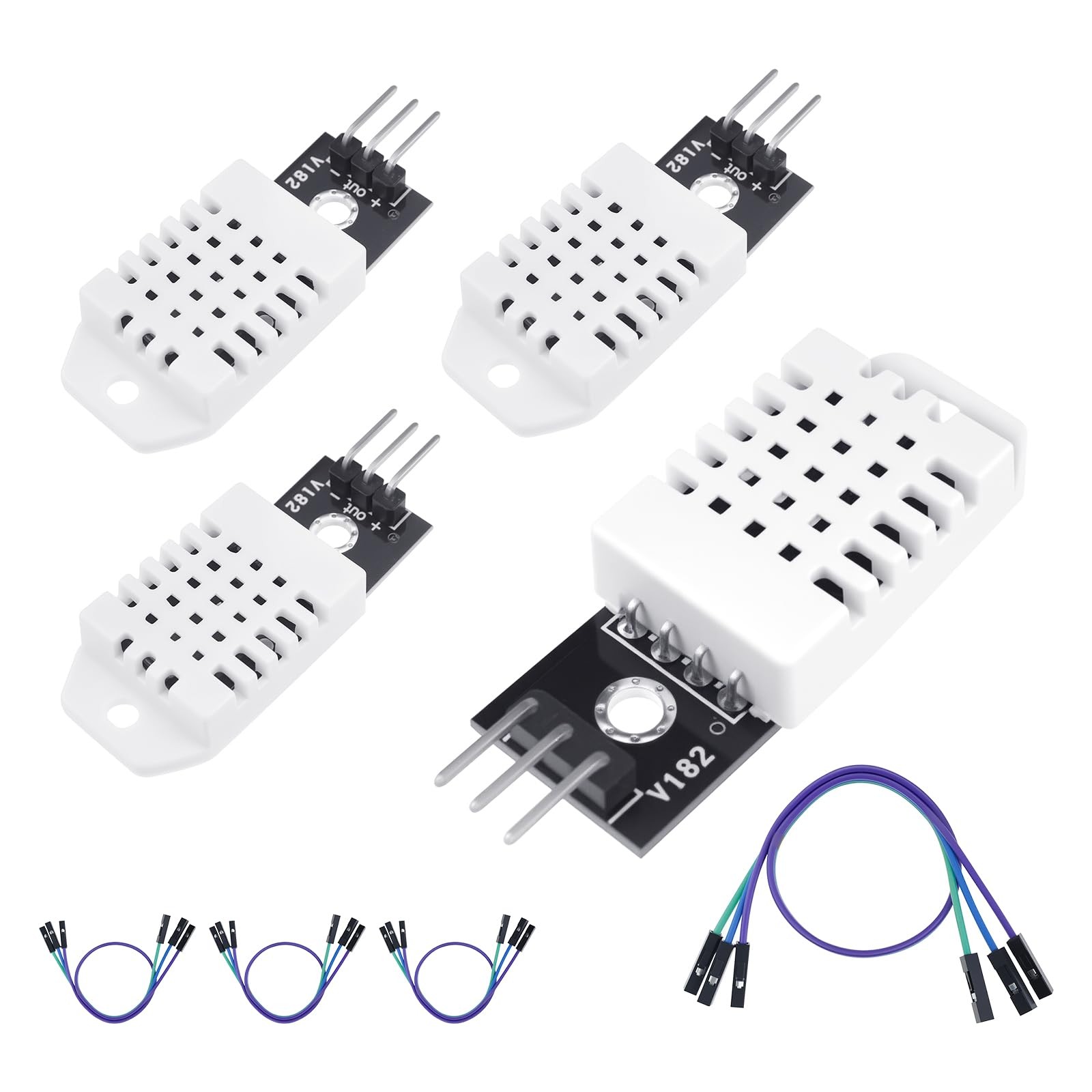 4Pcs DHT22/AM2302 Digital Temperature Humidity Sensor Module with Cable Temp ...