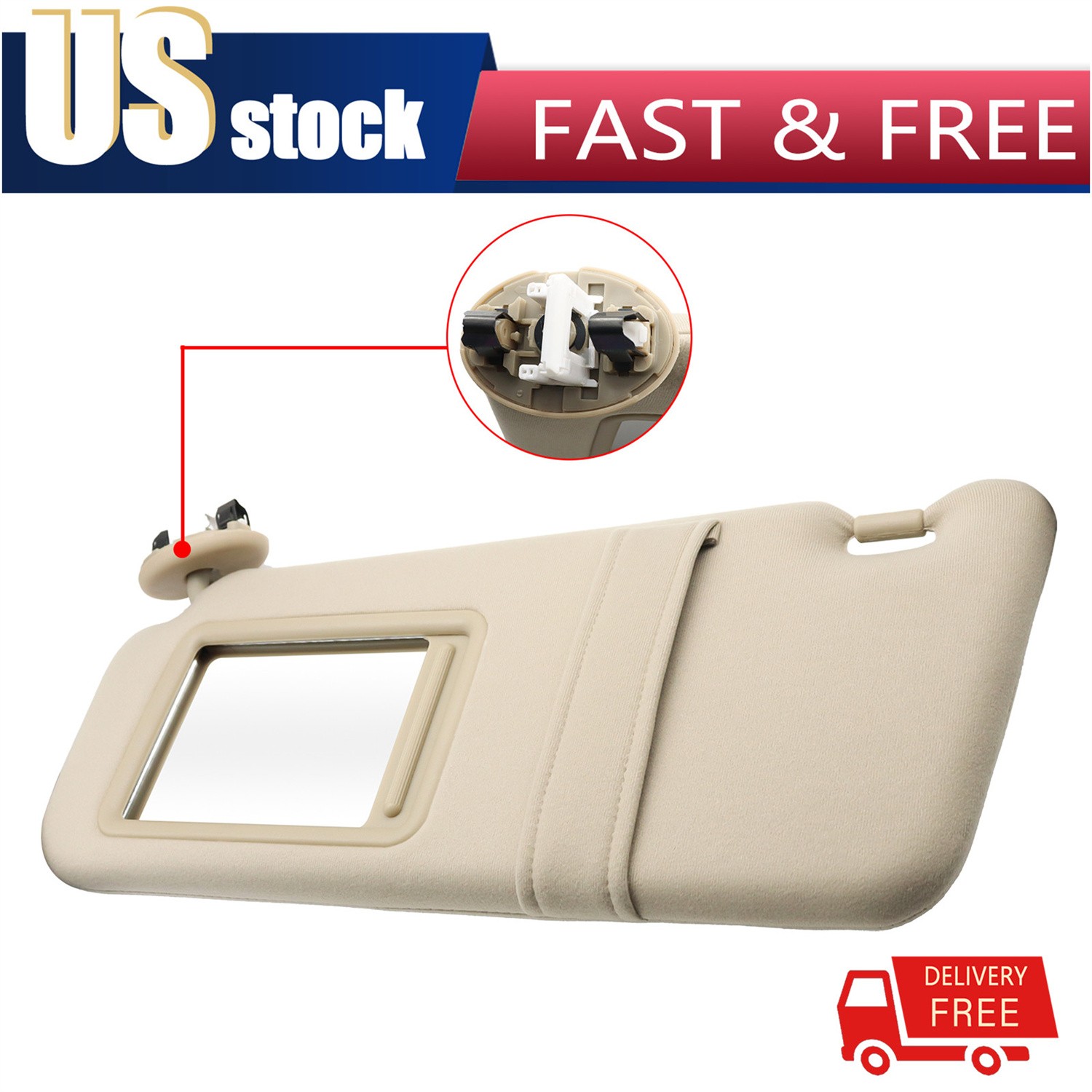 Car Sun Visor For TOYOTA 2007-2011 Camry Left Driver Side with Sunroof Beige