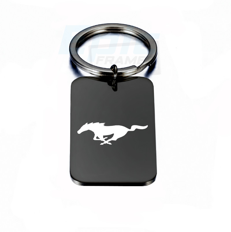 Mustang Key chain Premium Engraved Black Premium Metal Polished Keychain