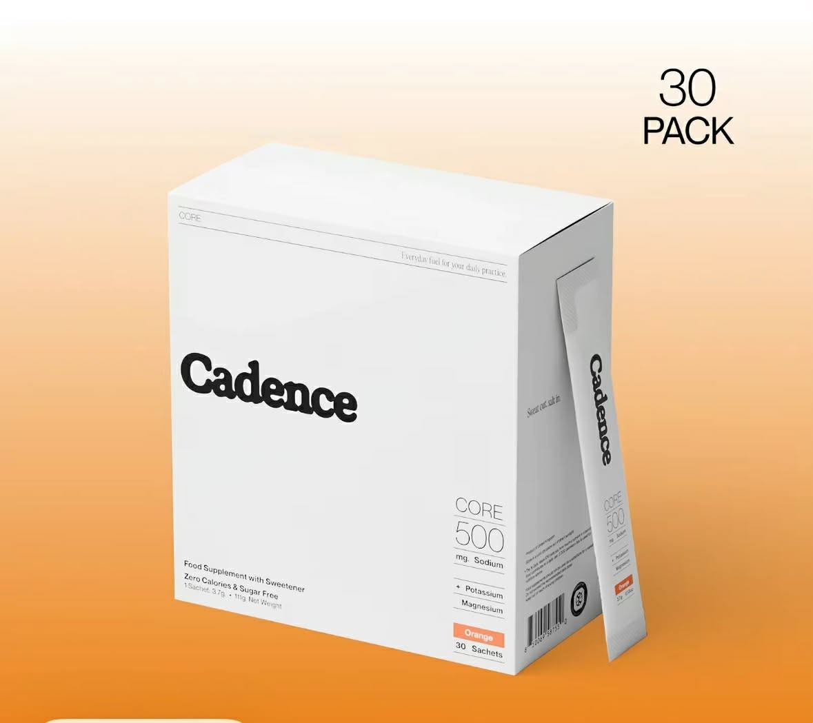 Cadence Performance Core Hydration Water Orange Sachets 30 Packs