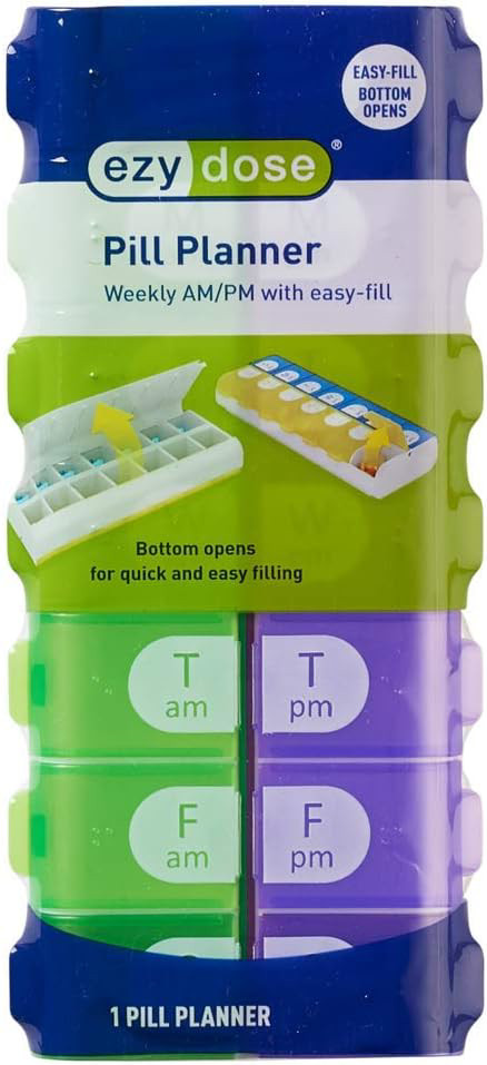 Weekly Pill Organizer 7-Day Case AM PM Large Compartments BPA Free