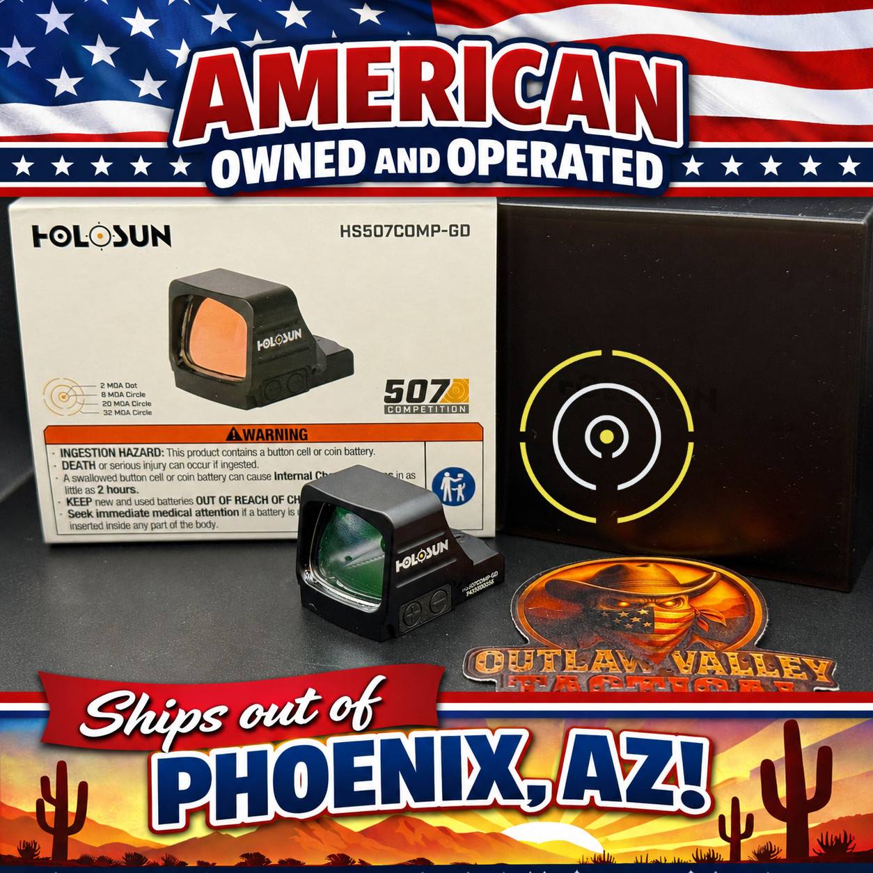 Holosun 507 Elite Comp MRS GOLD Dot Reticle (2 MOA Dot + 8/20/32 MOA Circle)