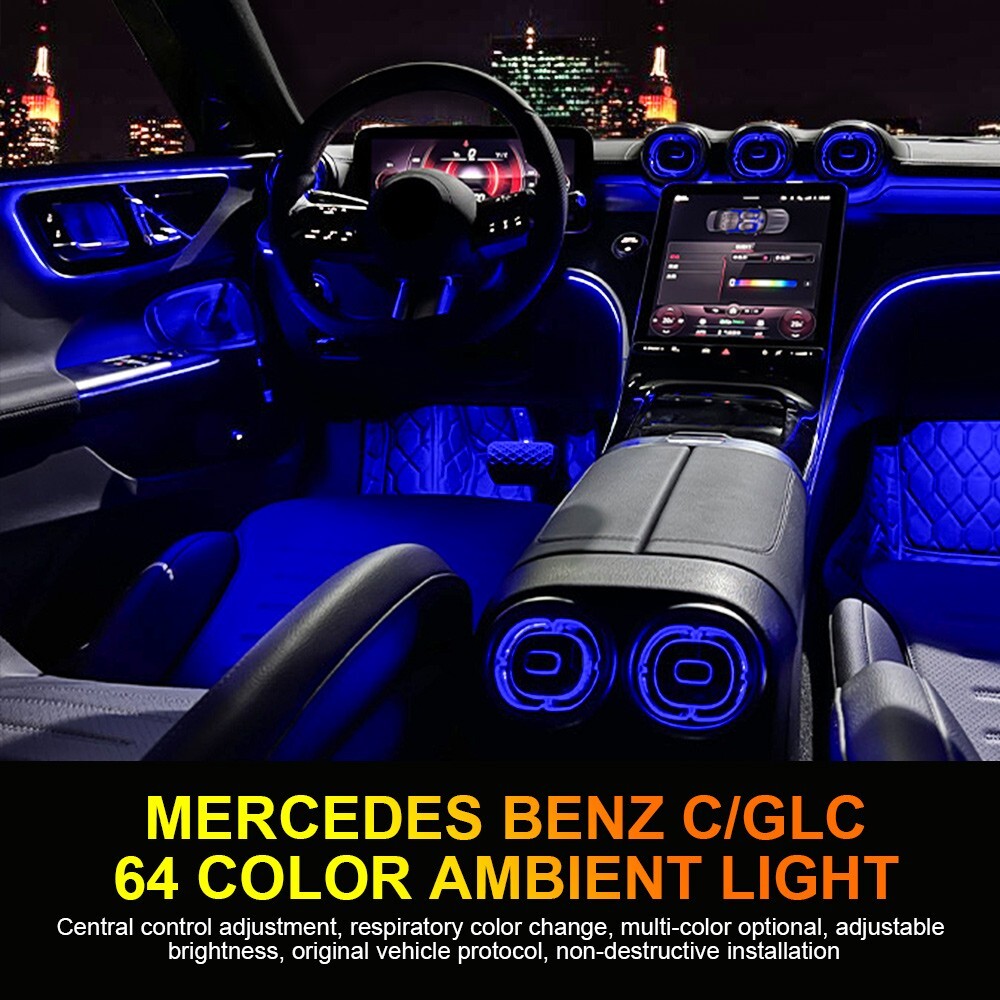 64 Colors LED Air Vent Ambient Light For Mercedes Benz C class W206 X254 GLC