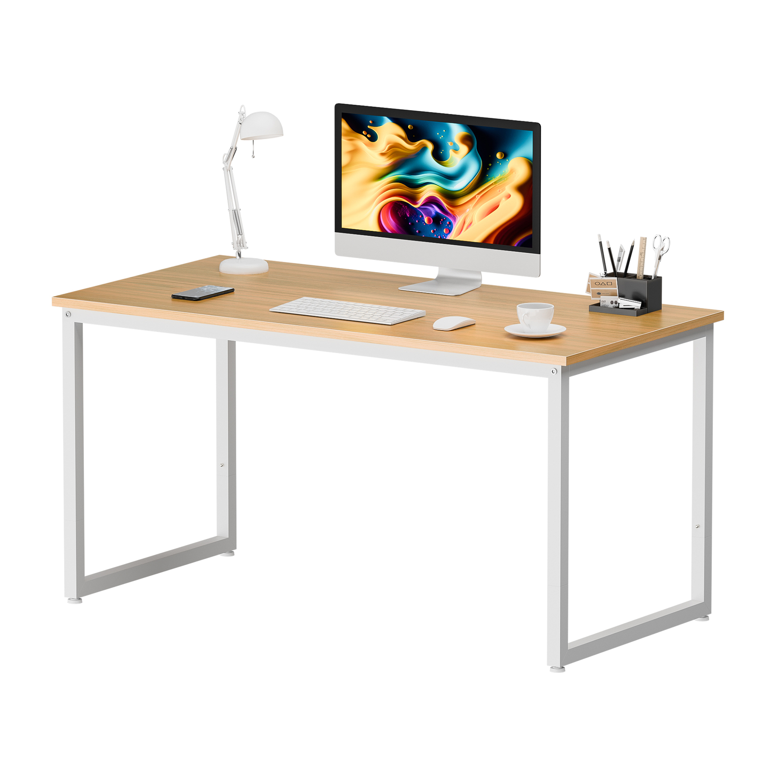 47" Modern Espresso Rectangular Dining Table Office Desk Computer Table, Natural