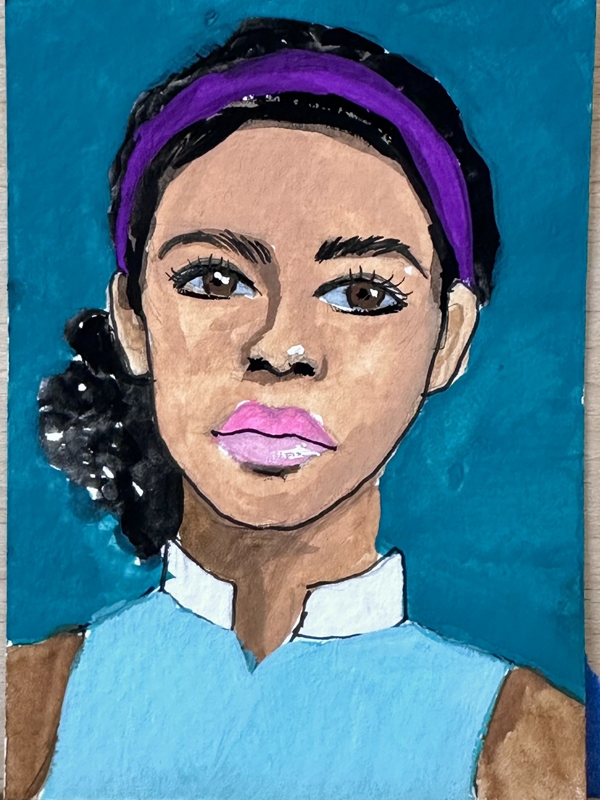 ACEO Original Art Card | Gouache Painting of Black Woman w/ Tennis Outfit