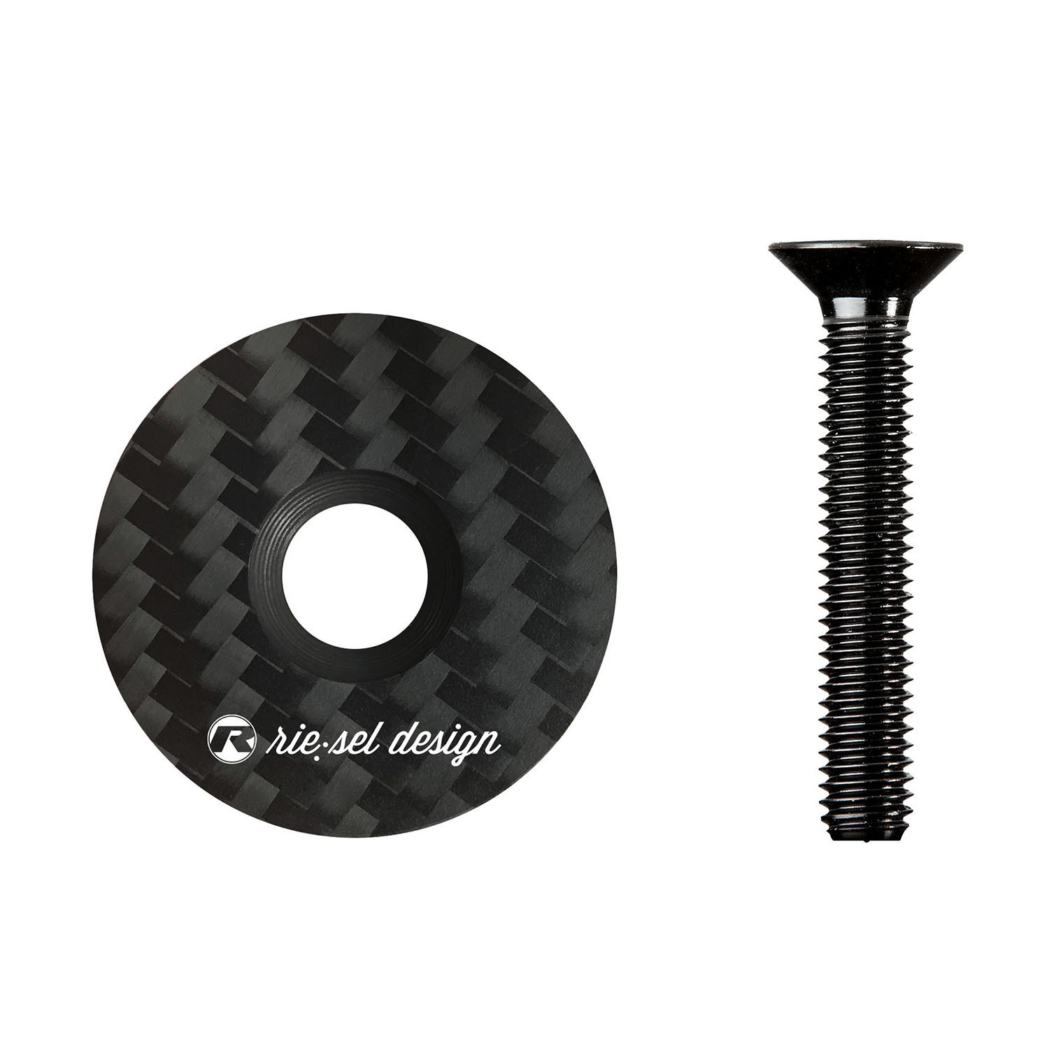 Riesel Design Headset Stem Top Cap, 1-1/8, MTB Road, 100% Carbon - Carbon