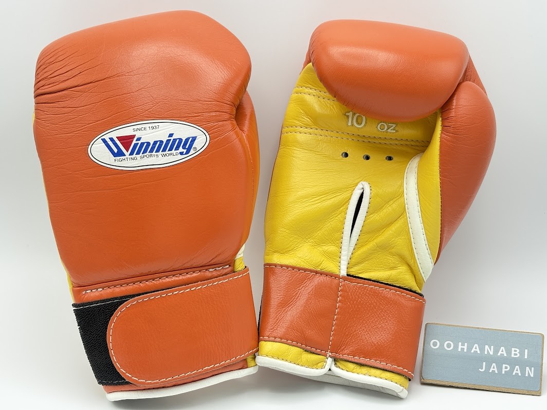Winning Boxing Gloves 10oz MS-300B Orange × Yellow Tape Pro Type Genuine JAPAN