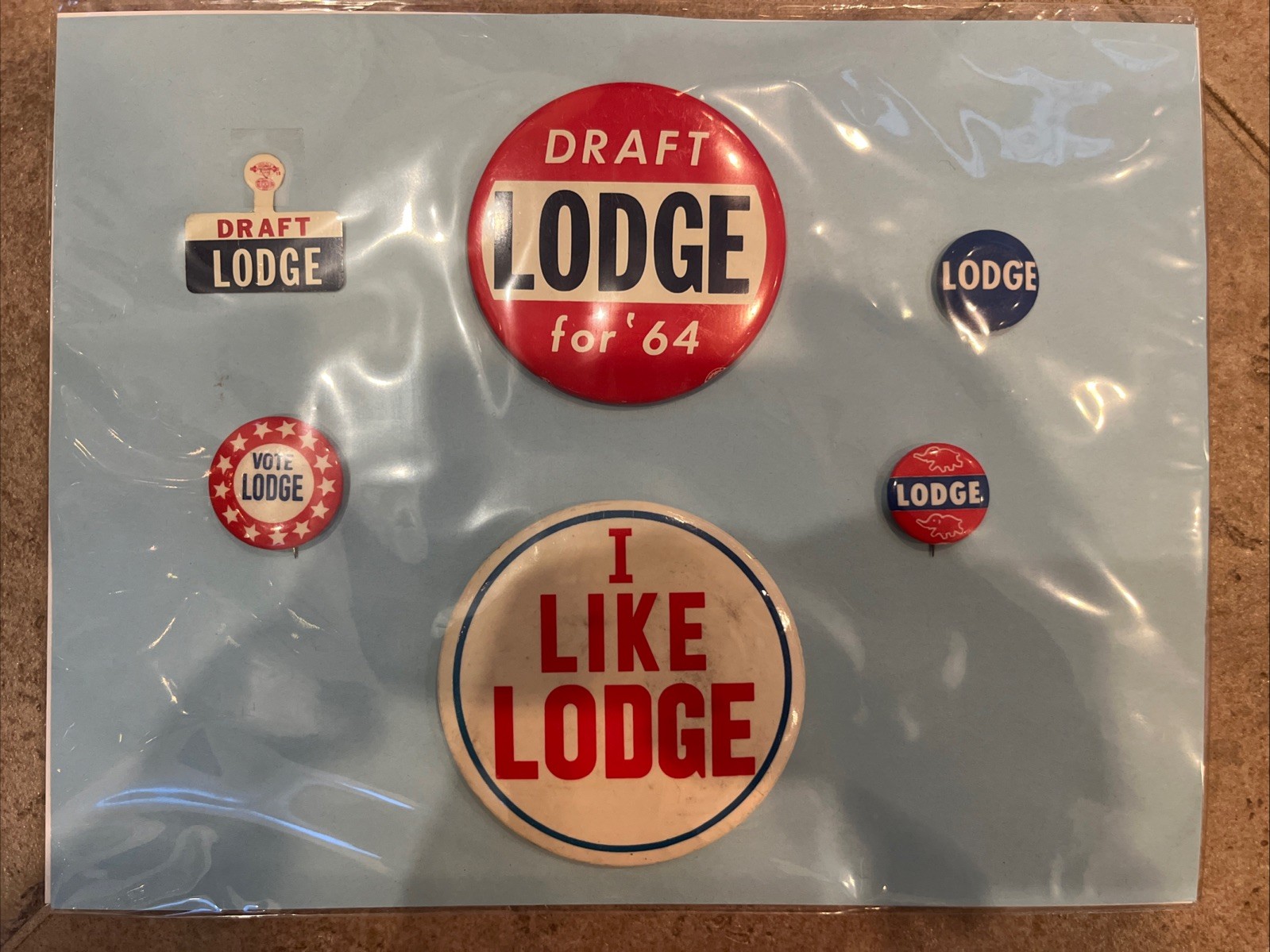 (6) Henry Cabot Lodge Jr. (R) Presidential 1964 Political Campaign Button Lot