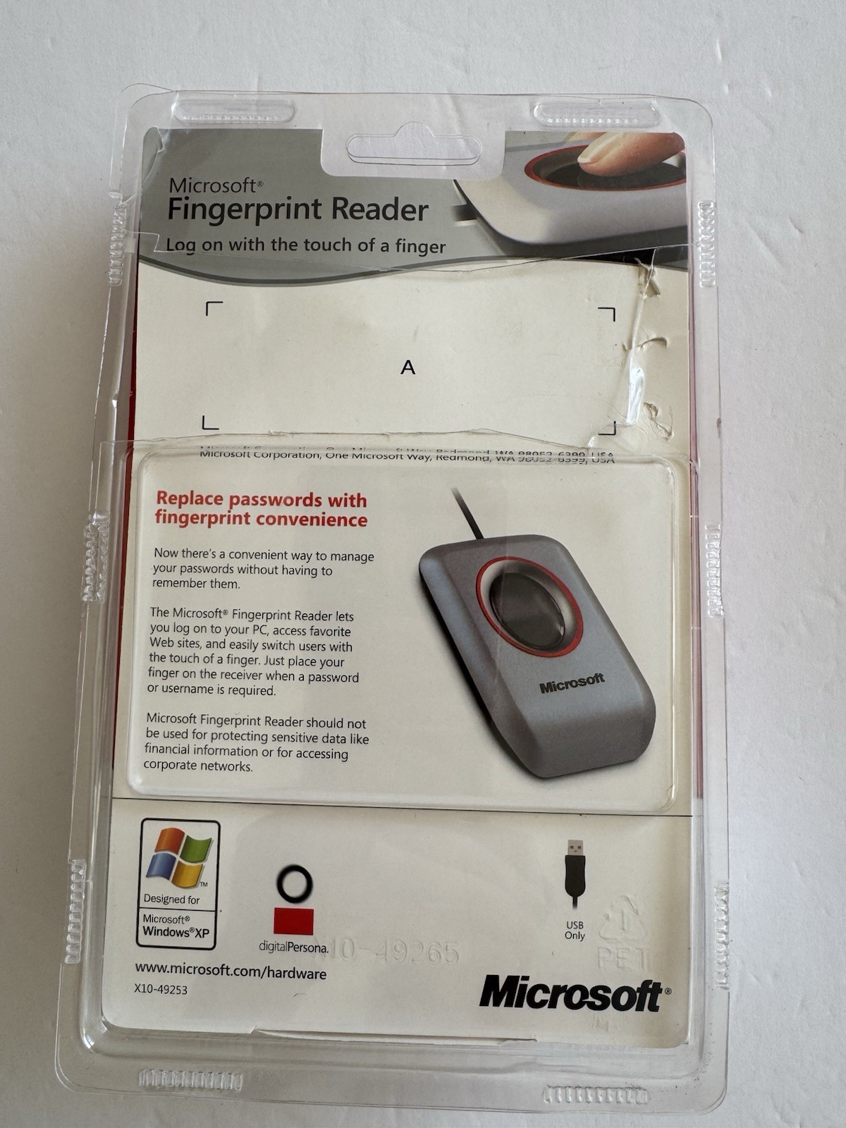 Microsoft Fingerprint Reader USB Sealed Windows X10-49253