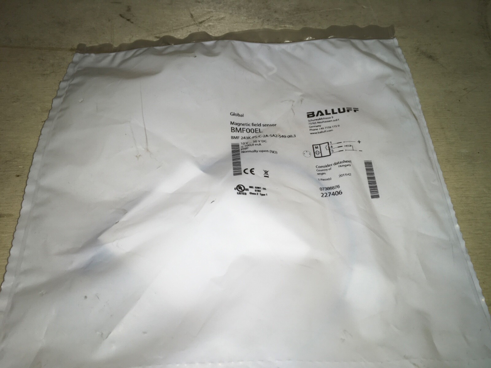 Balluff Magnetic field sensor, BMF00EL, NIB, JRM-230