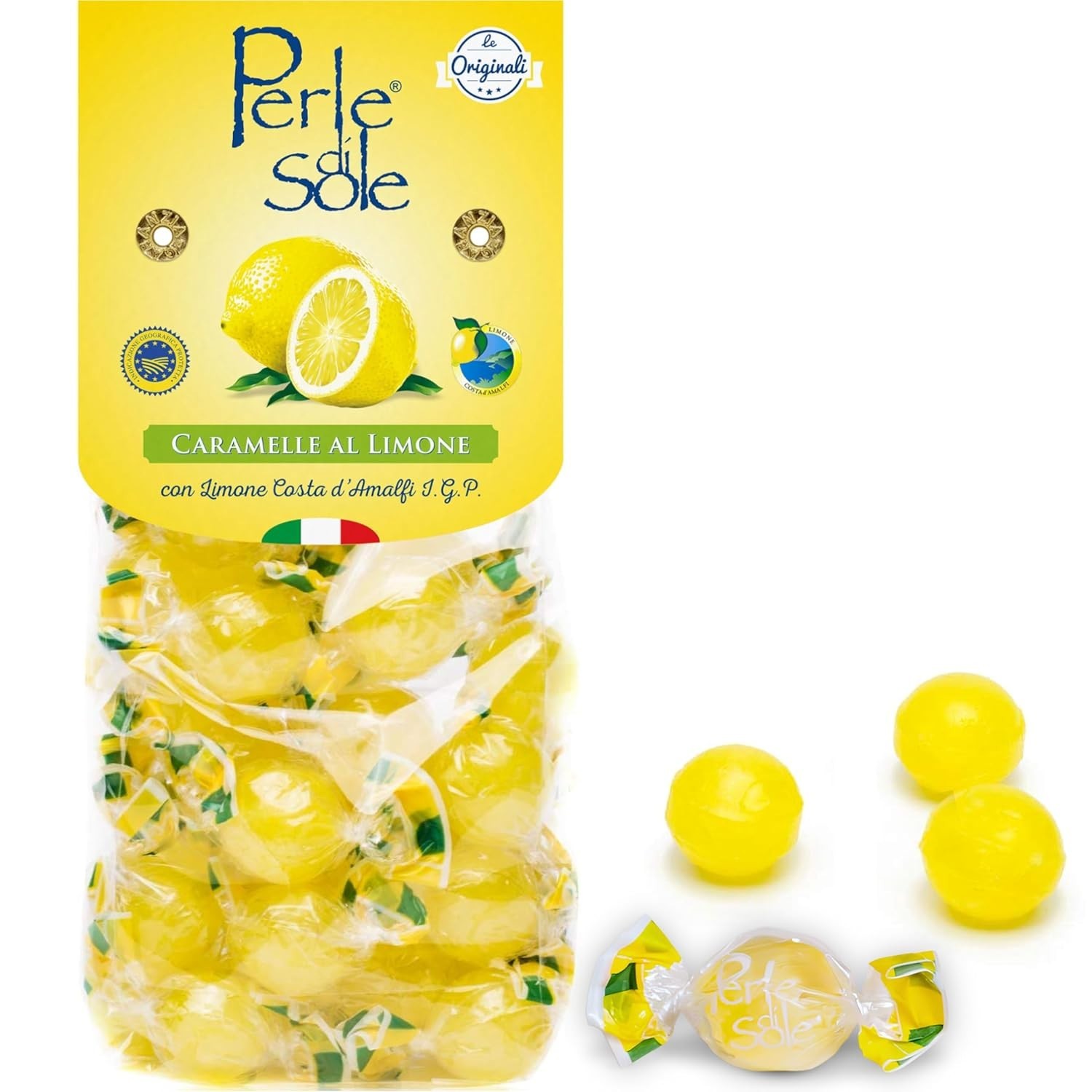 Perle Di Sole Italian Lemon Drops Hard Candy Individually Wrapped (7.05 oz)