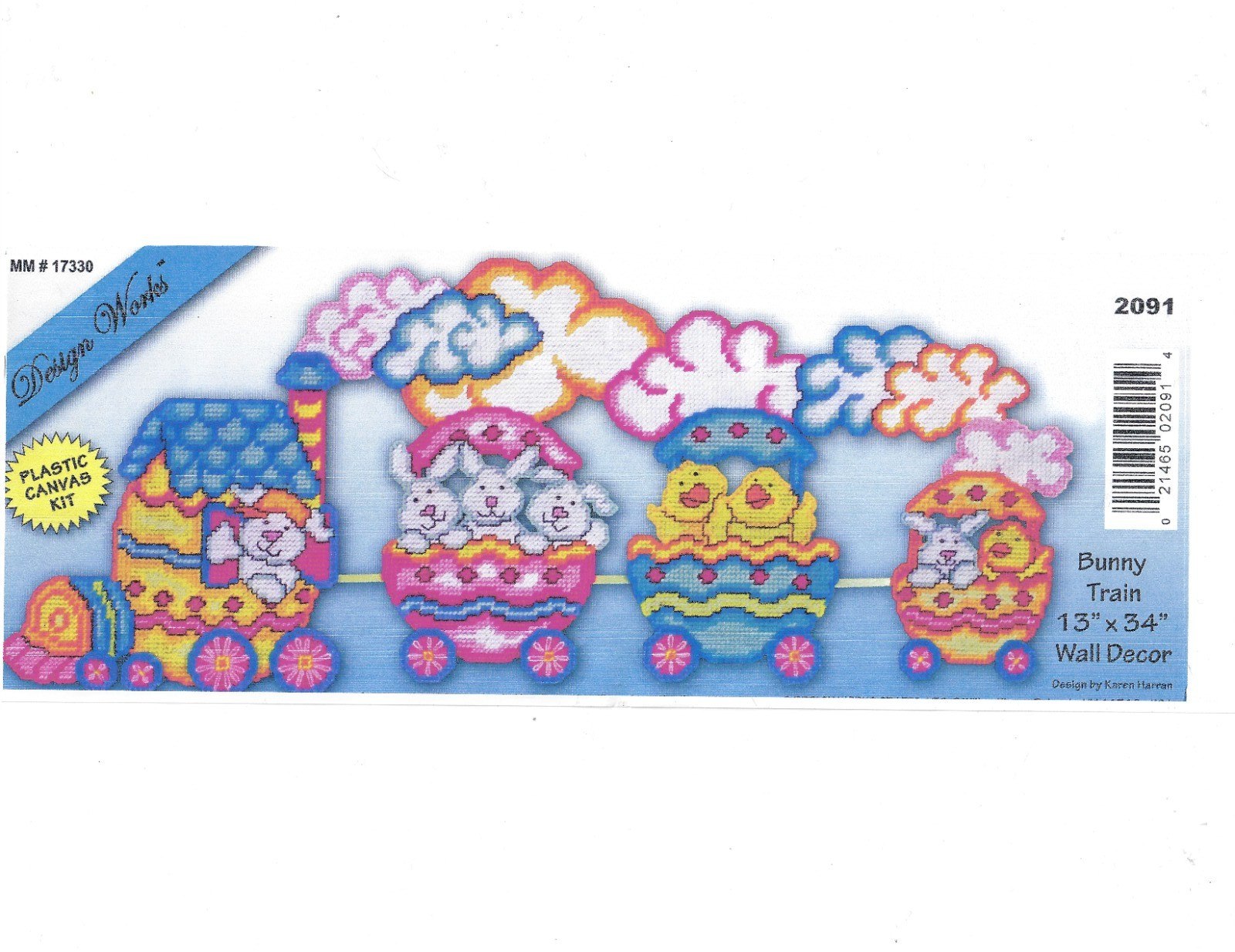 BUNNY TRAIN  Wall Hanging  plastic canvas  PATTERN (#TF0088)