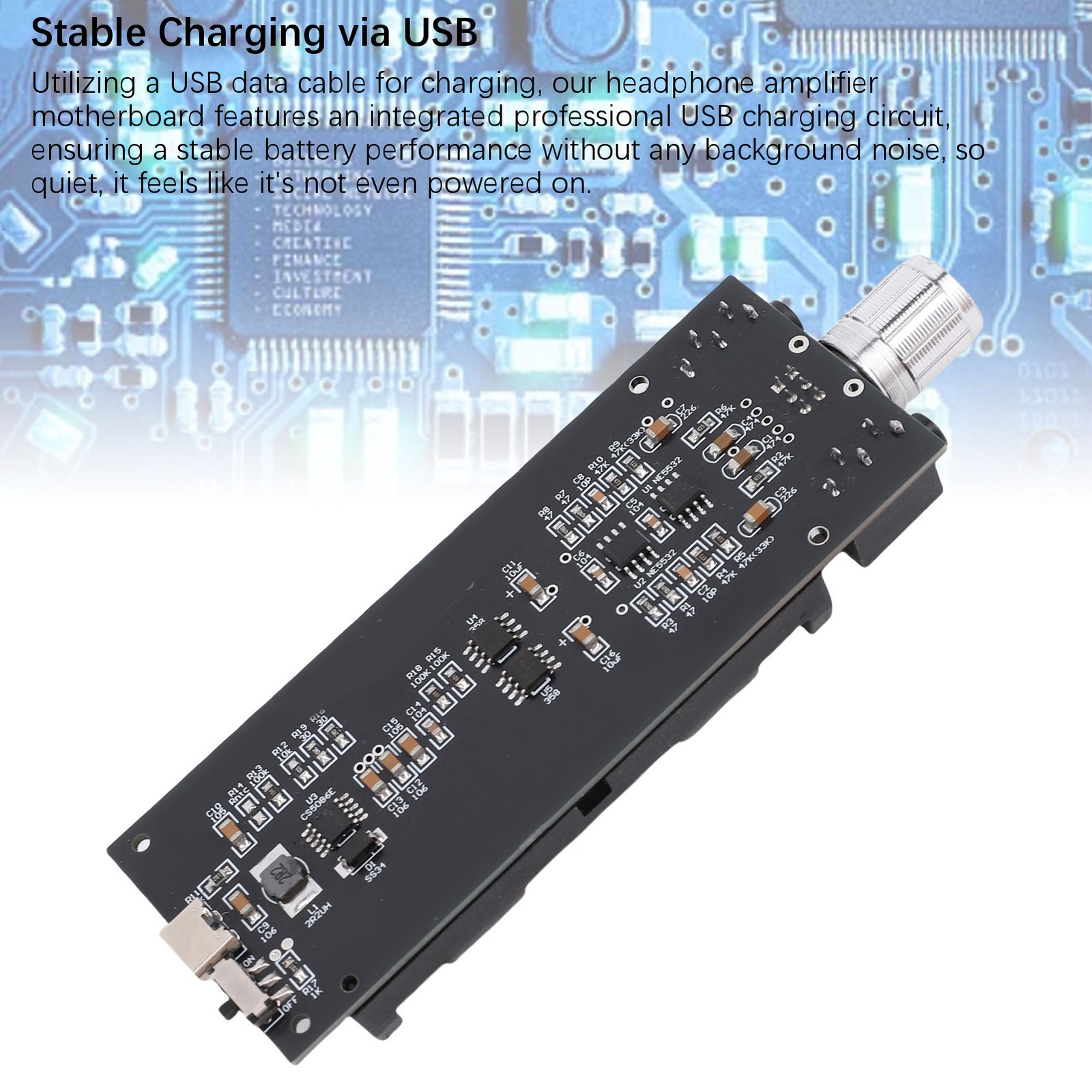 47HiFi NE5532 Headphone Amplifier Board PCB Rechargeable Earphone Amp Module 2A