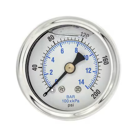 Pic Gauges 202L-158G Industrial Pressure Gauge, 0 To 200 Psi, 1 1/2 In Dial,
