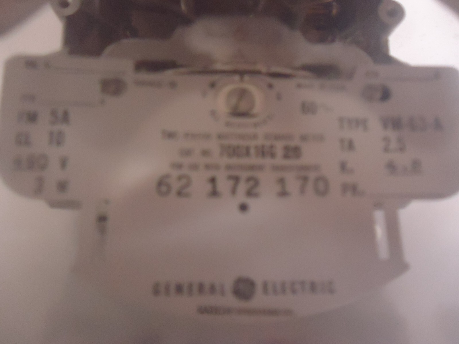 GENERAL ELECTRIC 700X16G26 TYPE VM-63-A KILOWATTHOURS METER
