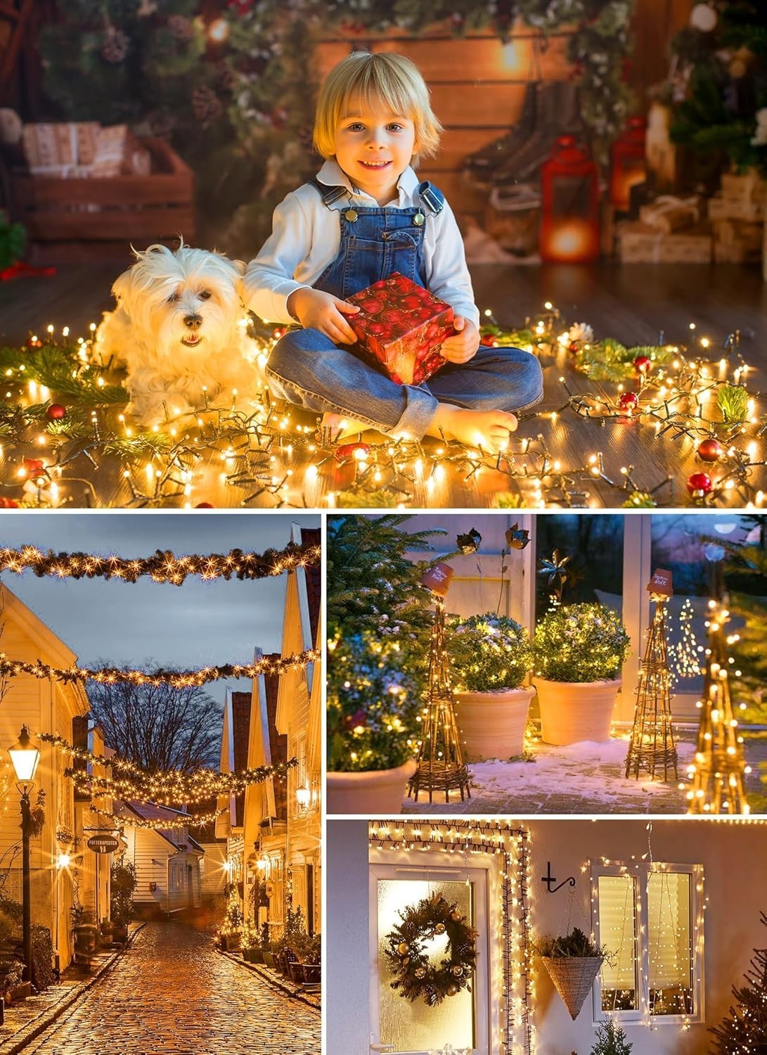 40 FT Solar String Lights - 100 LED, Waterproof, 8 Modes, Warm White Decor
