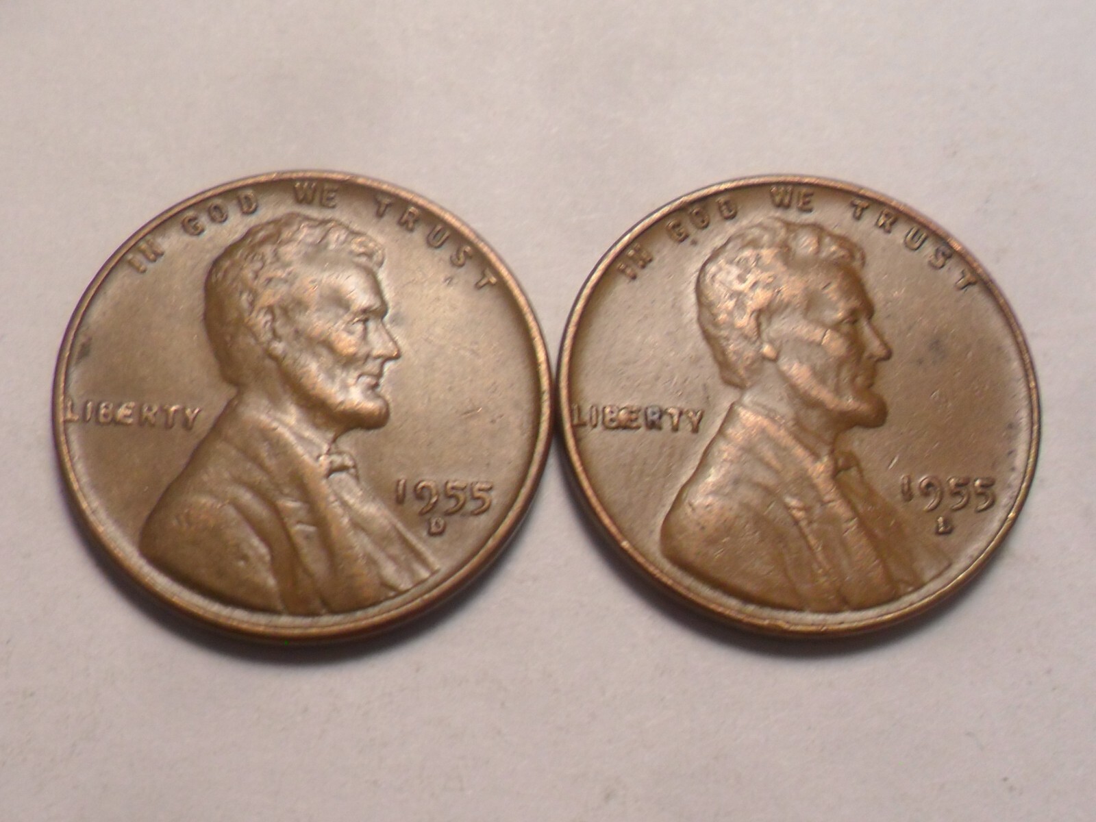 1955-D NICE "BIE" MINT-MADE  LINCOLN CENT 2 PC ERROR SET!!!