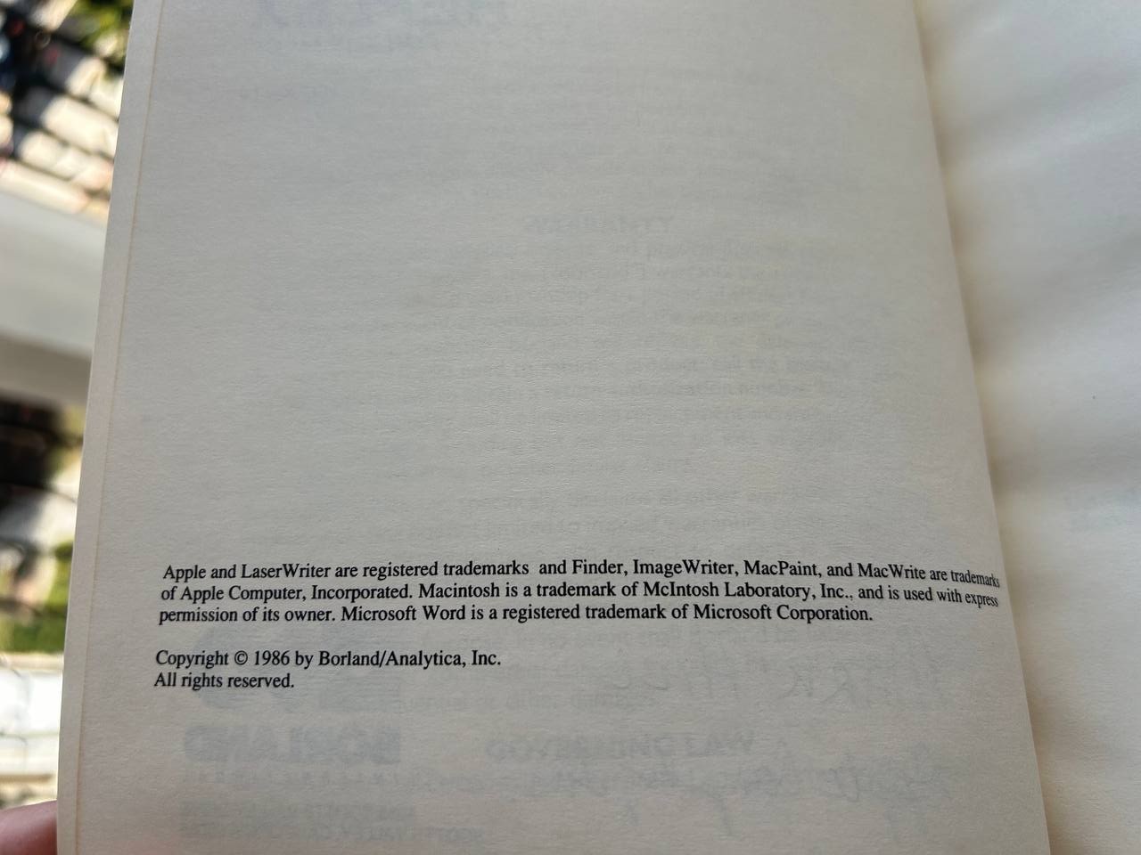 Borland Reflex for the Mac Version 1.0 User Manual Vintage 1986