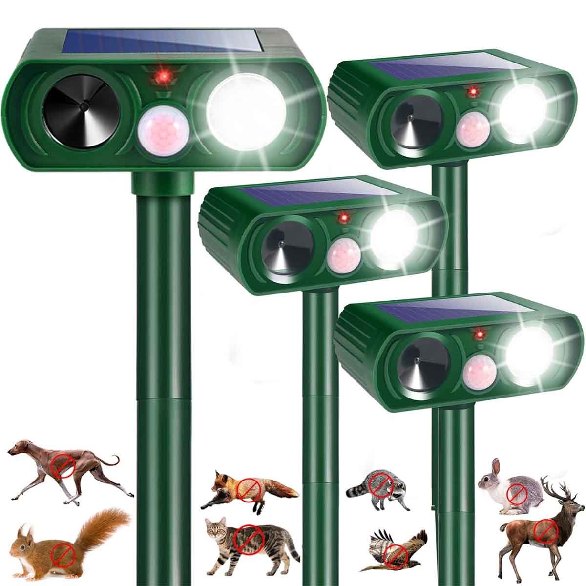 4 Pack 2026 Ultrasonic Repellent Solar Animal Repeller with Motion Sensor Device