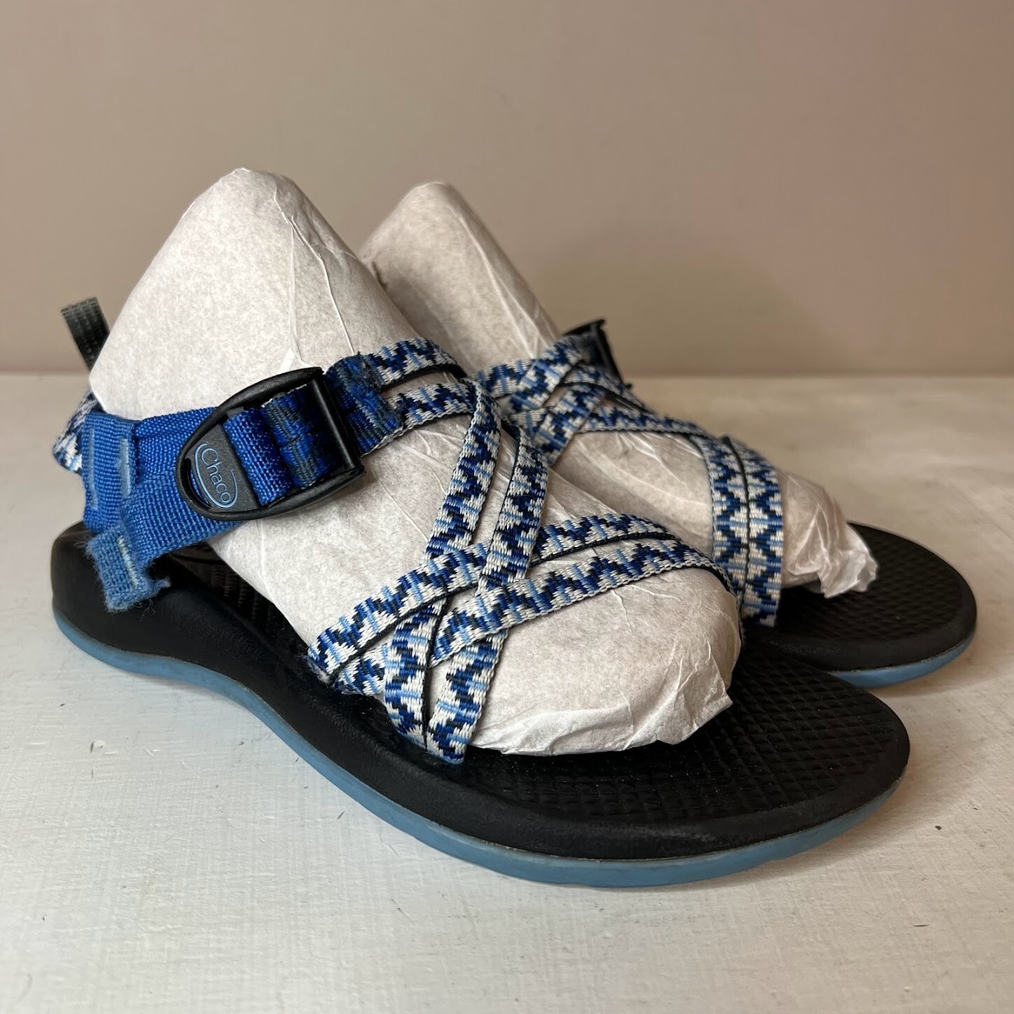 Chaco Blue Pattern Strappy Sports Sandals Kids Youth Size 3