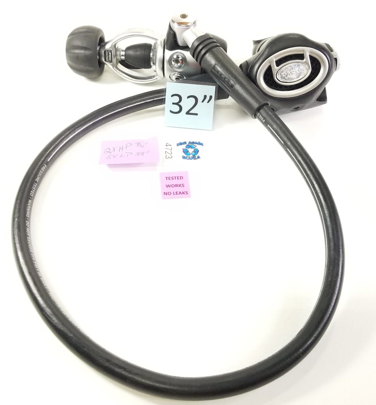Dacor Eagle Regulator Set Yoke 1st Stage, + 2nd Stage Scuba Dive #4723
