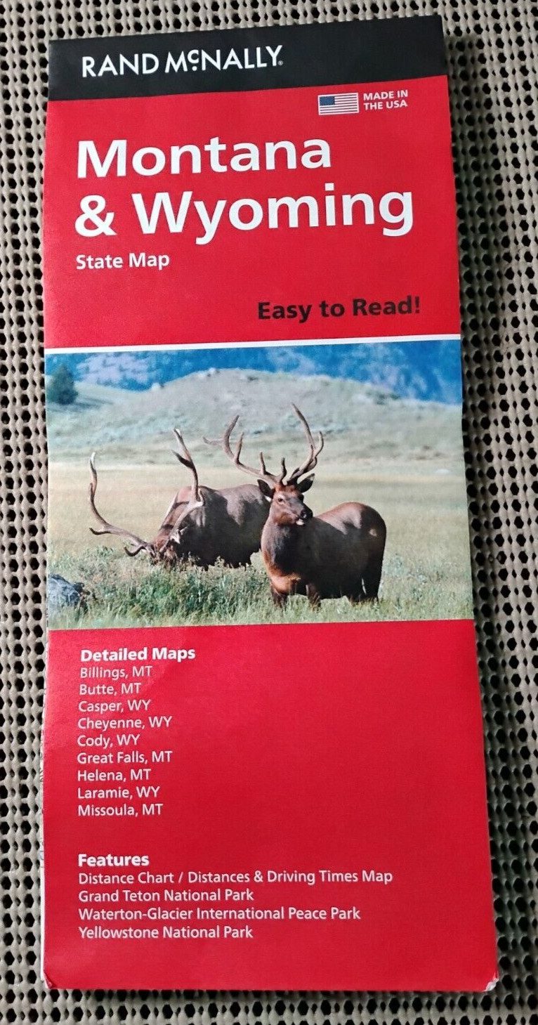 Montana & Wyoming State Map Easy To Read by Rand McNally