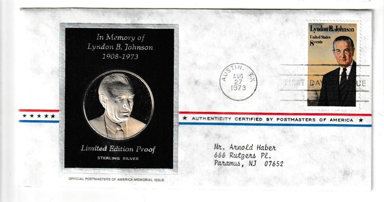 1973 Postmasters of American sterling silver Coin and FDC