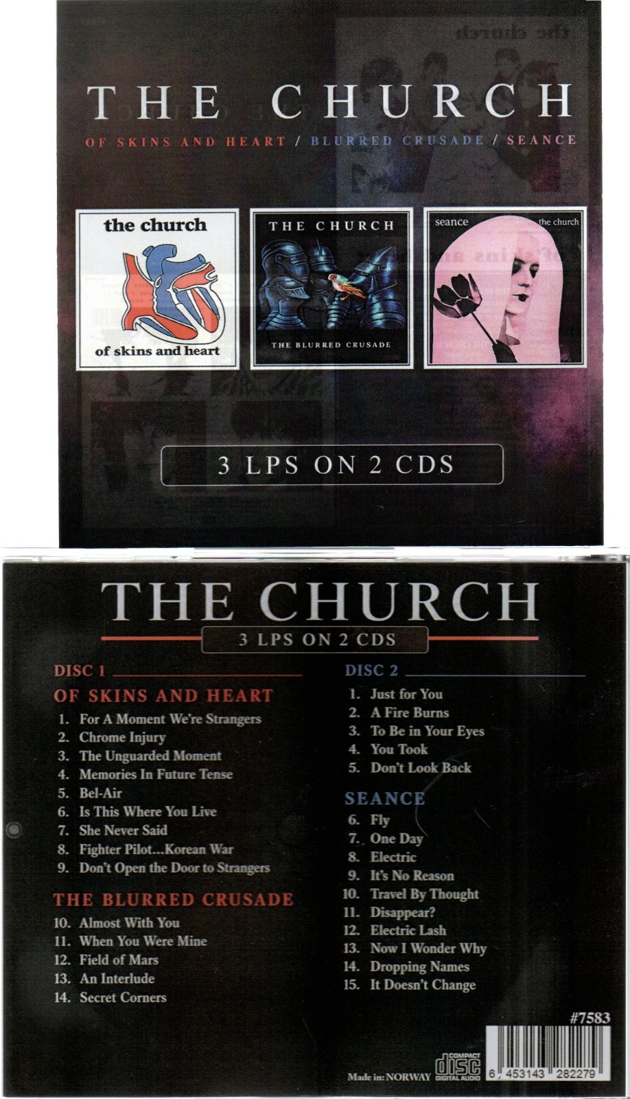 CHURCH  OF SKINS & HEART/BLURRED CRUSADE/SEANCE-3 LPS ON 2 CDS NEW IMPORT